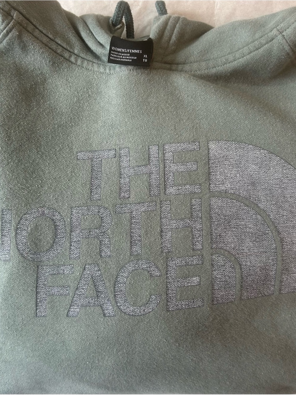 The North Face Hoodie Womens XL Sage Green Pullover Half Dome Logo Fleece